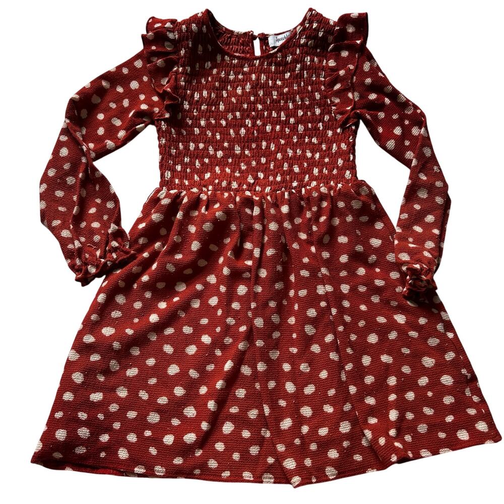 Speechless Orange Dot Smocked Dress - Size 7